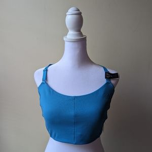 Adidas Yoga Studio Light-Support 3-Stripes Bra Blue M DD